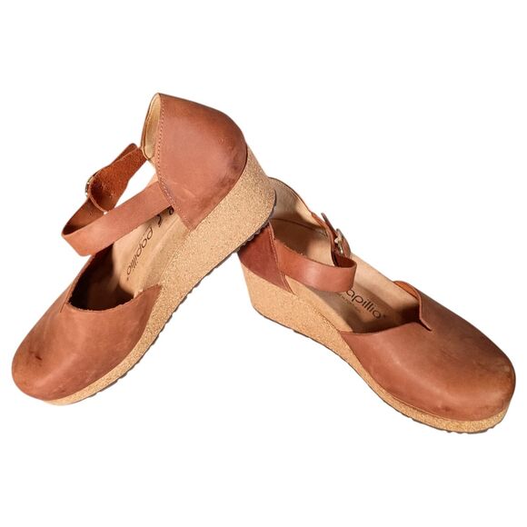 Birkenstock Papillio Shoes Leather Closed Toe Mary Wedge Heel Brown Womens 9 - Picture 10 of 13